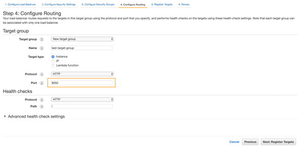 screenshot target group configure