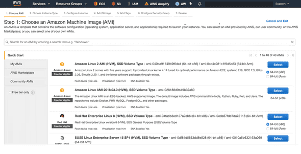 screenshot launch ec2 instance