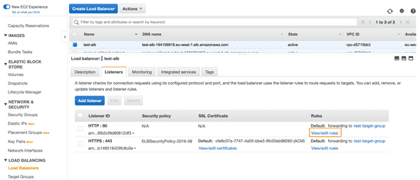 screenshot load balancer view rules